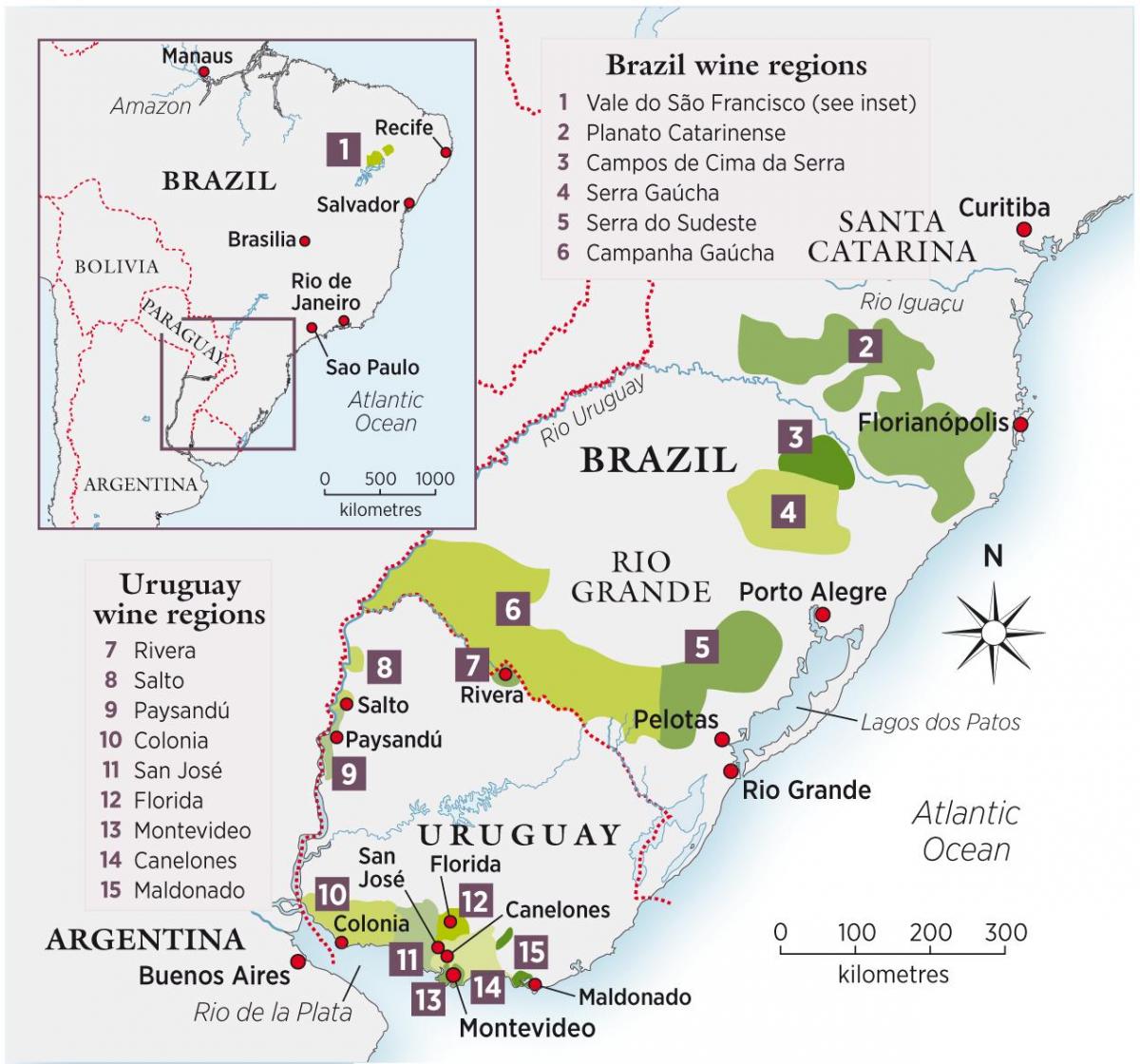 Kartta Uruguay viiniä